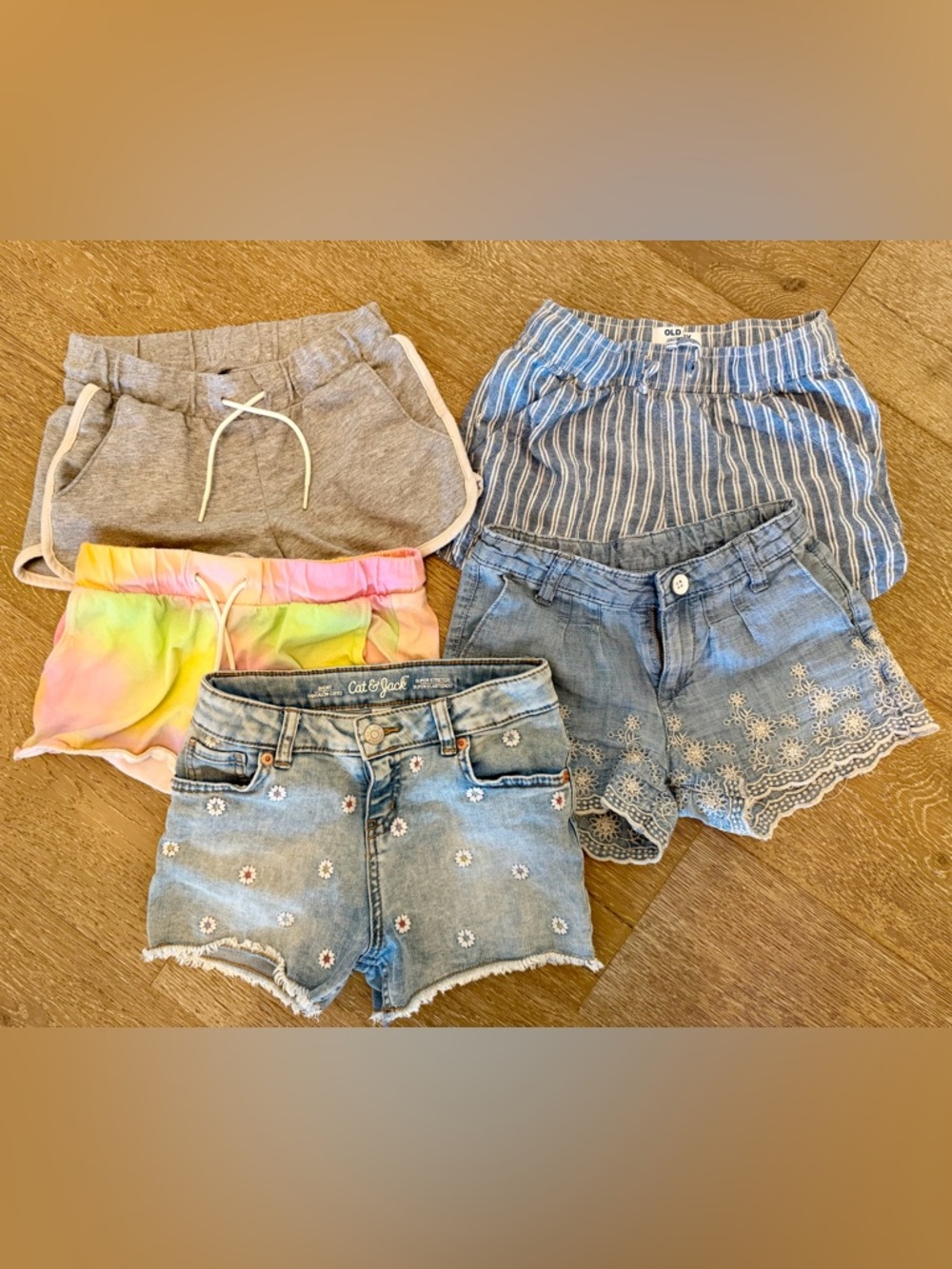 Lot of 5 Girls Shorts Old Navy Gap Cat & Jack Floral Denim & Cotton Size 7-8